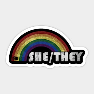 Grunge LGBT+ Pride - She/They Pronouns Sticker